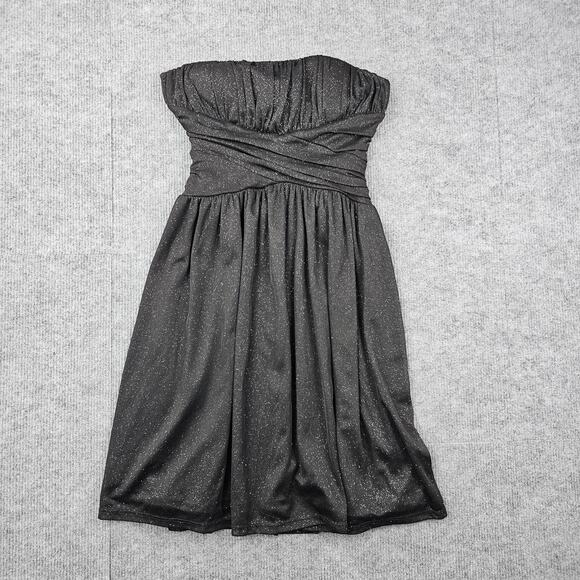 Vintage Y2K IN San Francisco Dress Womens Small Black Strapless Sparkle Whimsy - Picture 1 of 8